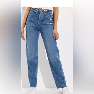 American Eagle Highest Waist Baggy Straight Jeans 14 extra short